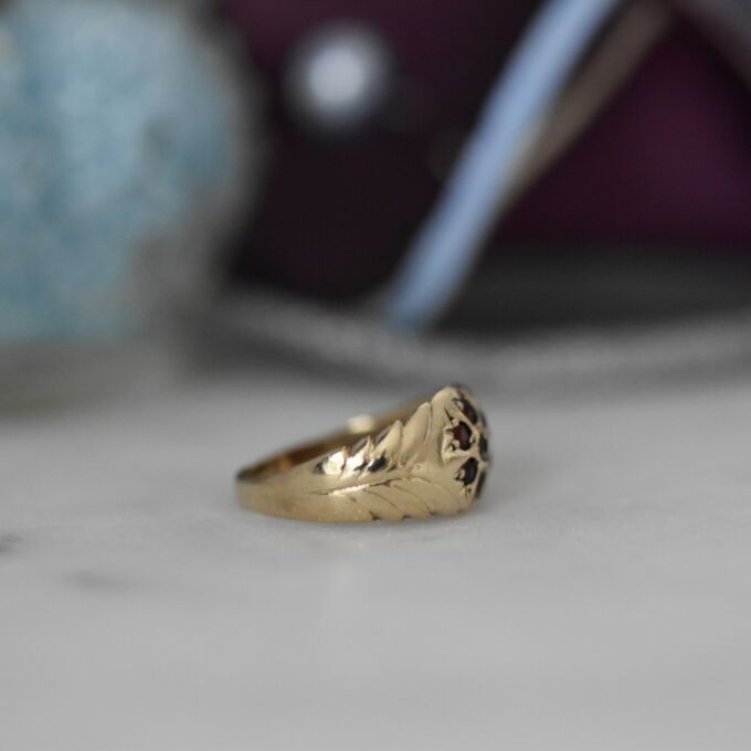 Garnet Cluster Ring in 9ct Gold