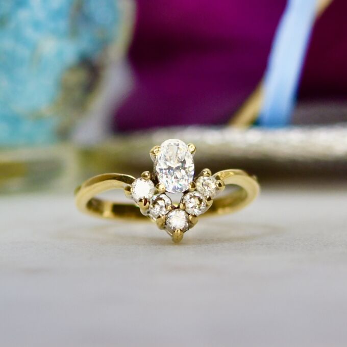 Fancy Wishbone or Chevron Ring in 9ct Gold