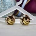 Tri Colour Knot Earrings in 9ct Gold