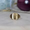 Part Engraved Signet Ring in 9ct Gold