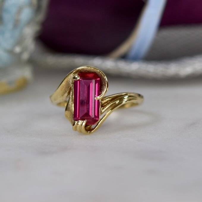 Synthetic Ruby Ring in 10ct Gold