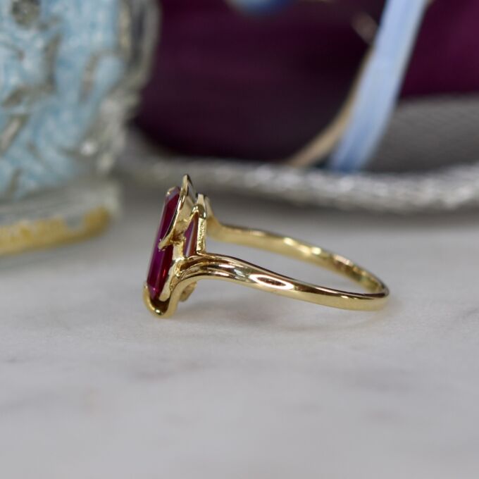 Synthetic Ruby Ring in 10ct Gold