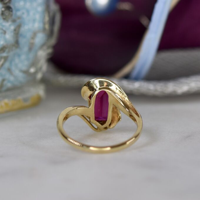 Synthetic Ruby Ring in 10ct Gold