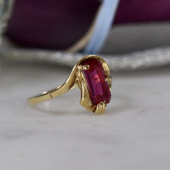 Synthetic Ruby Ring in 10ct Gold