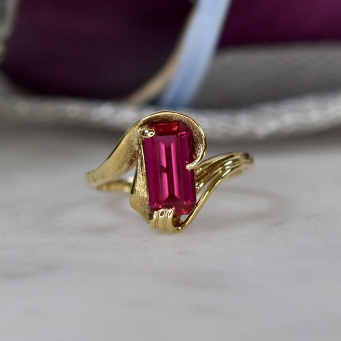 Synthetic Ruby Ring in 10ct Gold