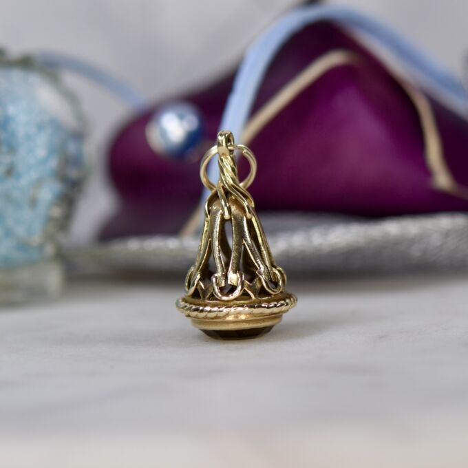 Citrine Fob Pendant in 9ct Gold