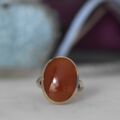 Oval Cabochon Carnelian Solitaire Ring in 9ct Gold