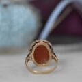 Oval Cabochon Carnelian Solitaire Ring in 9ct Gold