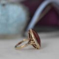 Oval Cabochon Carnelian Solitaire Ring in 9ct Gold