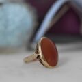Oval Cabochon Carnelian Solitaire Ring in 9ct Gold