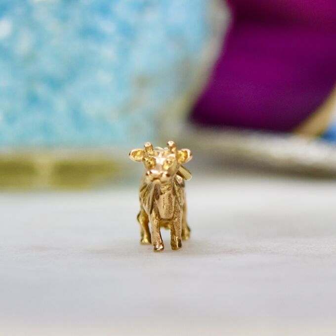 Dairy Cow Charm Pendant in 9ct Gold