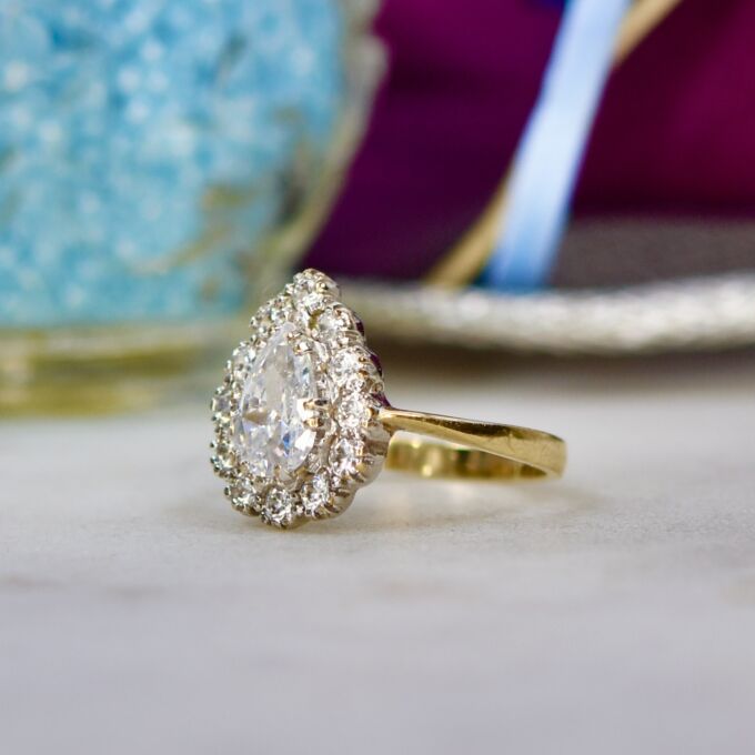 Pear Cluster Ring in 9ct Gold