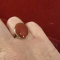 Oval Cabochon Carnelian Solitaire Ring in 9ct Gold