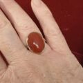 Oval Cabochon Carnelian Solitaire Ring in 9ct Gold