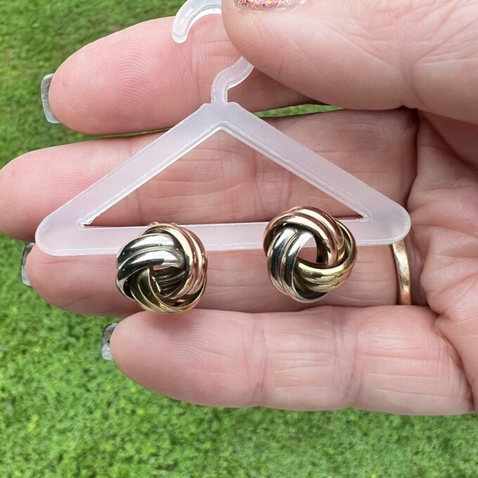 Tri Colour Knot Earrings in 9ct Gold