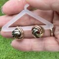 Tri Colour Knot Earrings in 9ct Gold