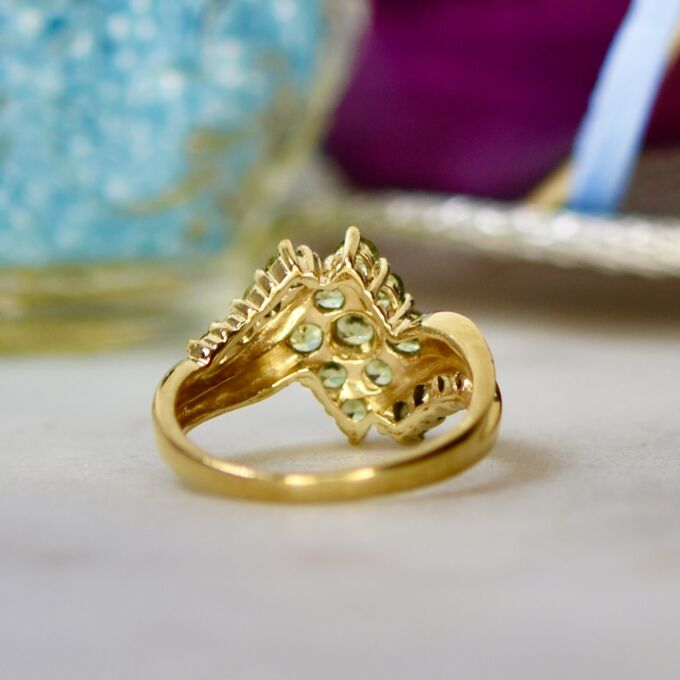 Green Sapphire Cluster Ring in 9ct Gold