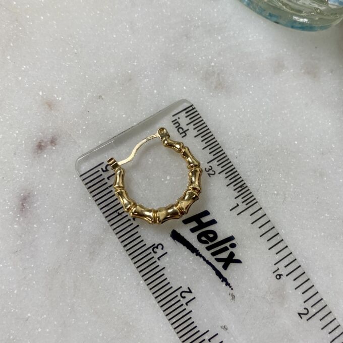 Small Bamboo Style Earrings 9ct Gold