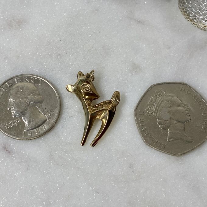 Cute Deer Fawn Charm in 9ct Gold