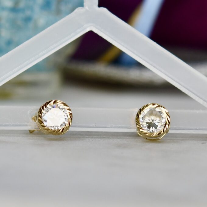 Brilliant CZ Stud Earrings in 9ct Gold