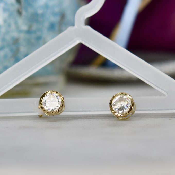 Brilliant CZ Stud Earrings in 9ct Gold