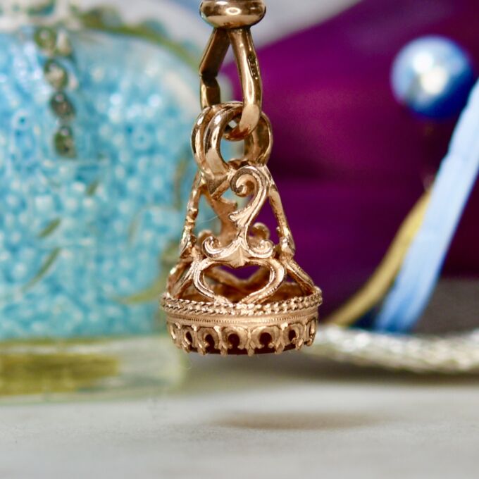 Fixed Fob with Carnelian in 9ct Rose Gold