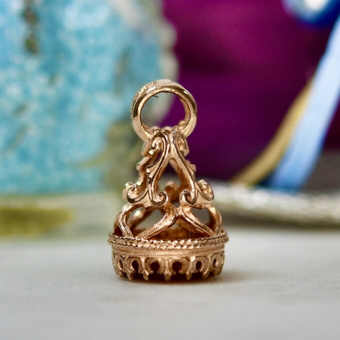 Fixed Fob with Carnelian in 9ct Rose Gold