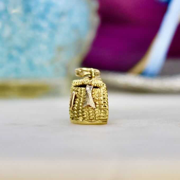 Fish Basket Picnic Hamper Basket in 9ct Gold