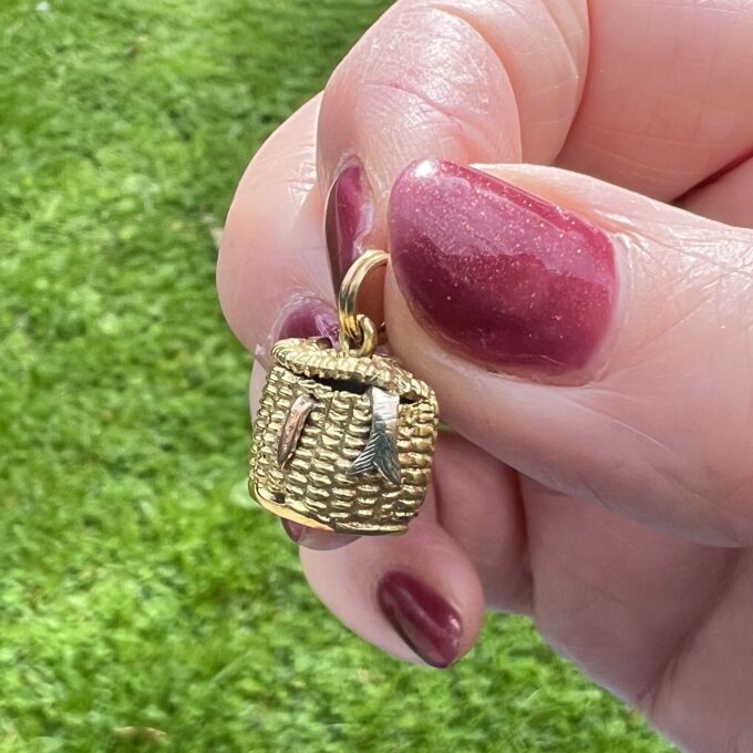 Fish Basket Picnic Hamper Basket in 9ct Gold