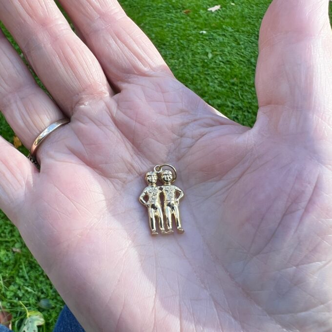 Gemini Twins Charm Pendant in 9ct Gold