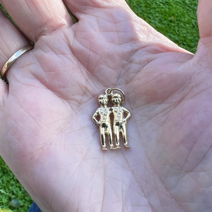 Gemini Twins Charm Pendant in 9ct Gold