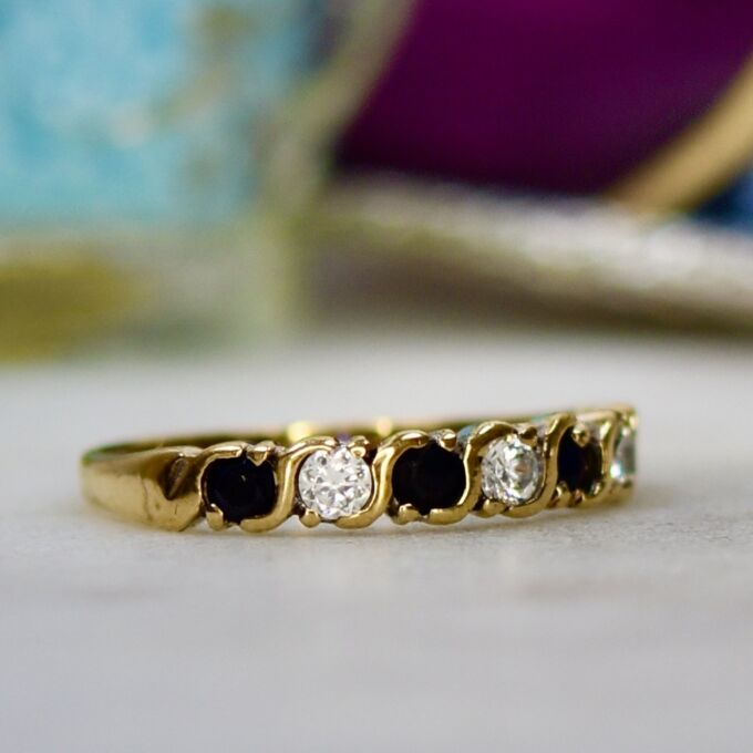 Blue & White Stacking Ring in 9ct Gold