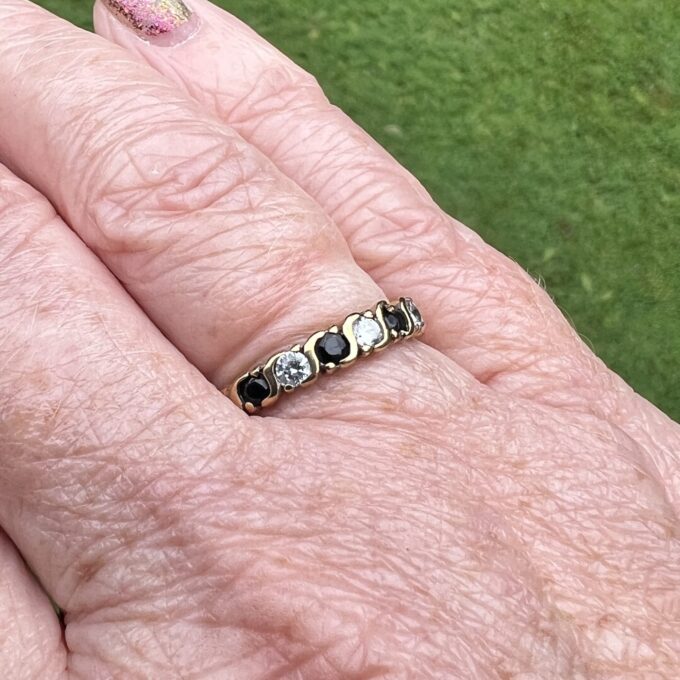 Blue & White Stacking Ring in 9ct Gold