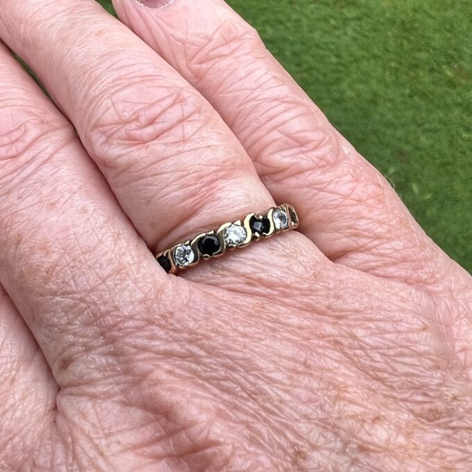 Blue & White Stacking Ring in 9ct Gold