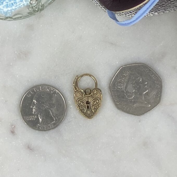 Engraved Heart Padlock in 9ct Gold