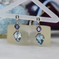 Topaz & Amethyst Earrings in 9ct Gold