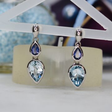 Topaz & Amethyst Earrings in 9ct Gold