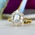 Aquamarine & Diamond Ring in 9ct Gold