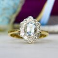 Aquamarine & Diamond Ring in 9ct Gold