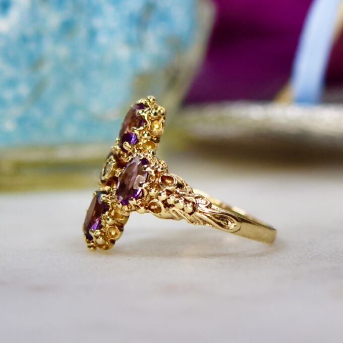 Ornate Amethyst Ring in 9ct Gold