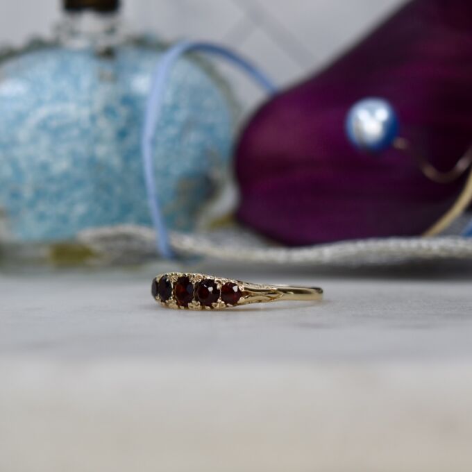 Graduating Garnet Five Stone Ring in 9ct Gold
