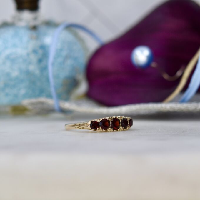 Graduating Garnet Five Stone Ring in 9ct Gold