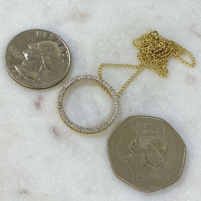 Diamond Circle Pendant Necklace in 9ct Gold