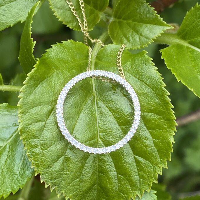 Diamond Circle Pendant Necklace in 9ct Gold