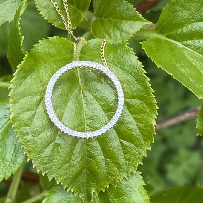 Diamond Circle Pendant Necklace in 9ct Gold