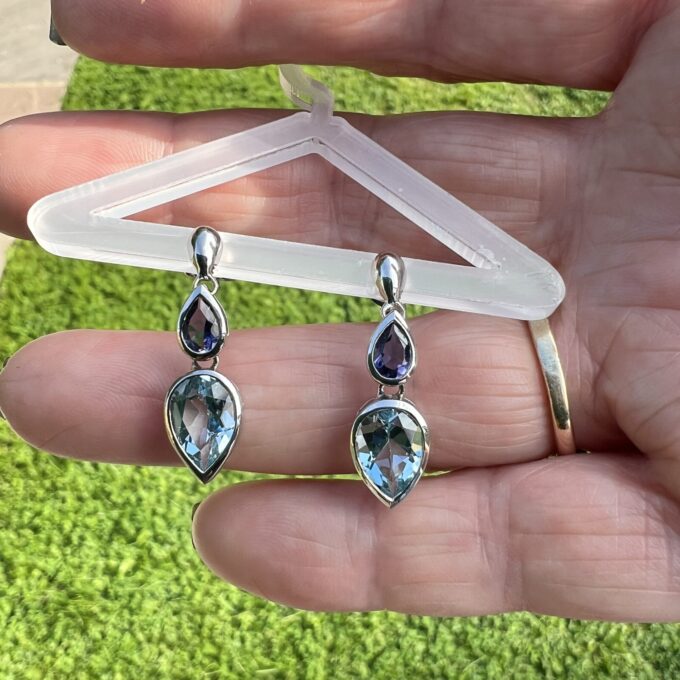 Topaz & Amethyst Earrings in 9ct Gold