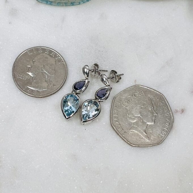 Topaz & Amethyst Earrings in 9ct Gold