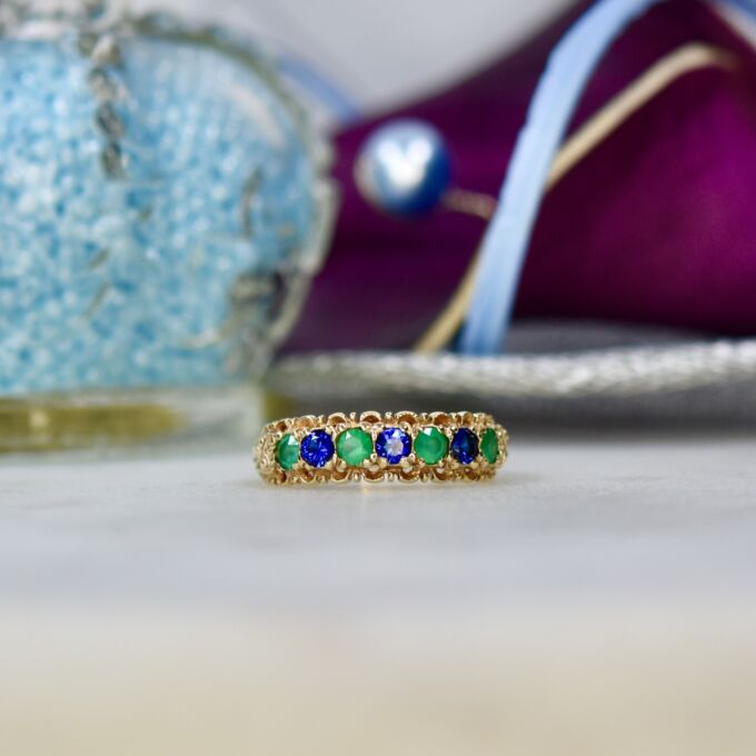 Sapphire & Emerald Ring in 9ct Gold