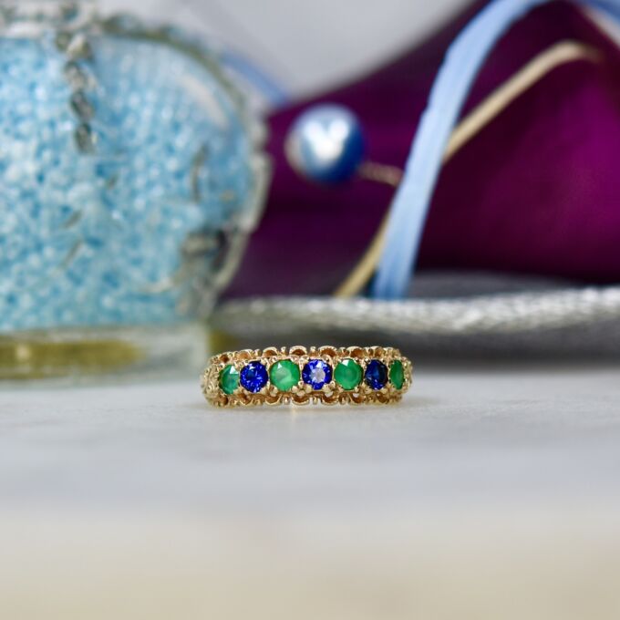 Sapphire & Emerald Ring in 9ct Gold