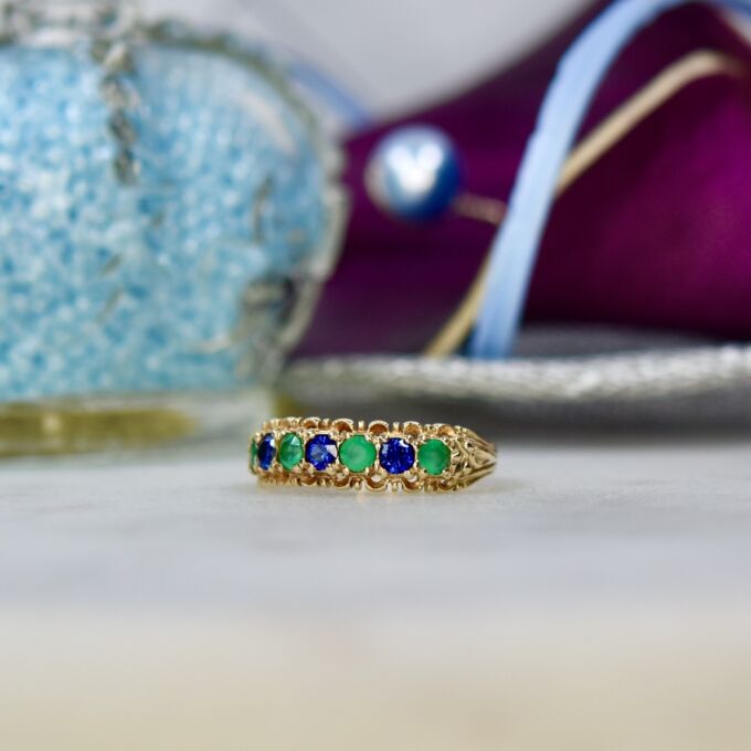 Sapphire & Emerald Ring in 9ct Gold
